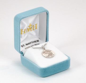Sterling Silver Round Saint Matthew Medal