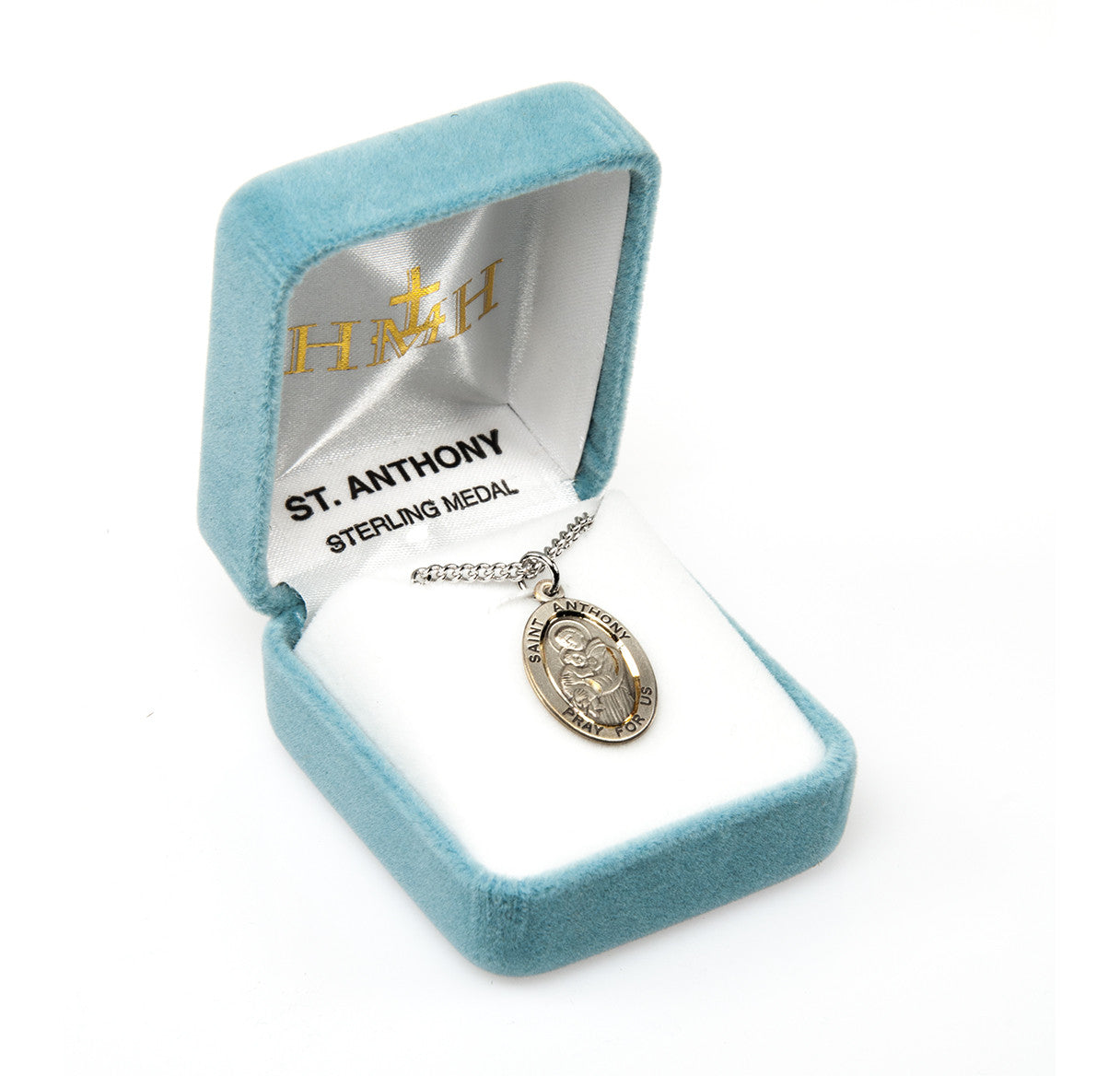 Patron Saint Anthony Small Oval Sterling Silver Medal | 20" Chain