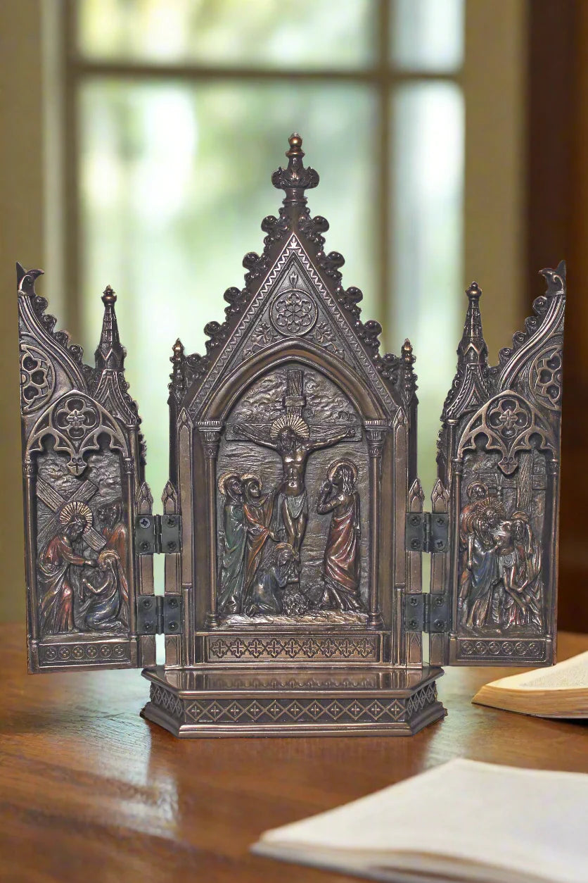 8" Calvary Crucifixion Triptych | Multiple Finishes Available
