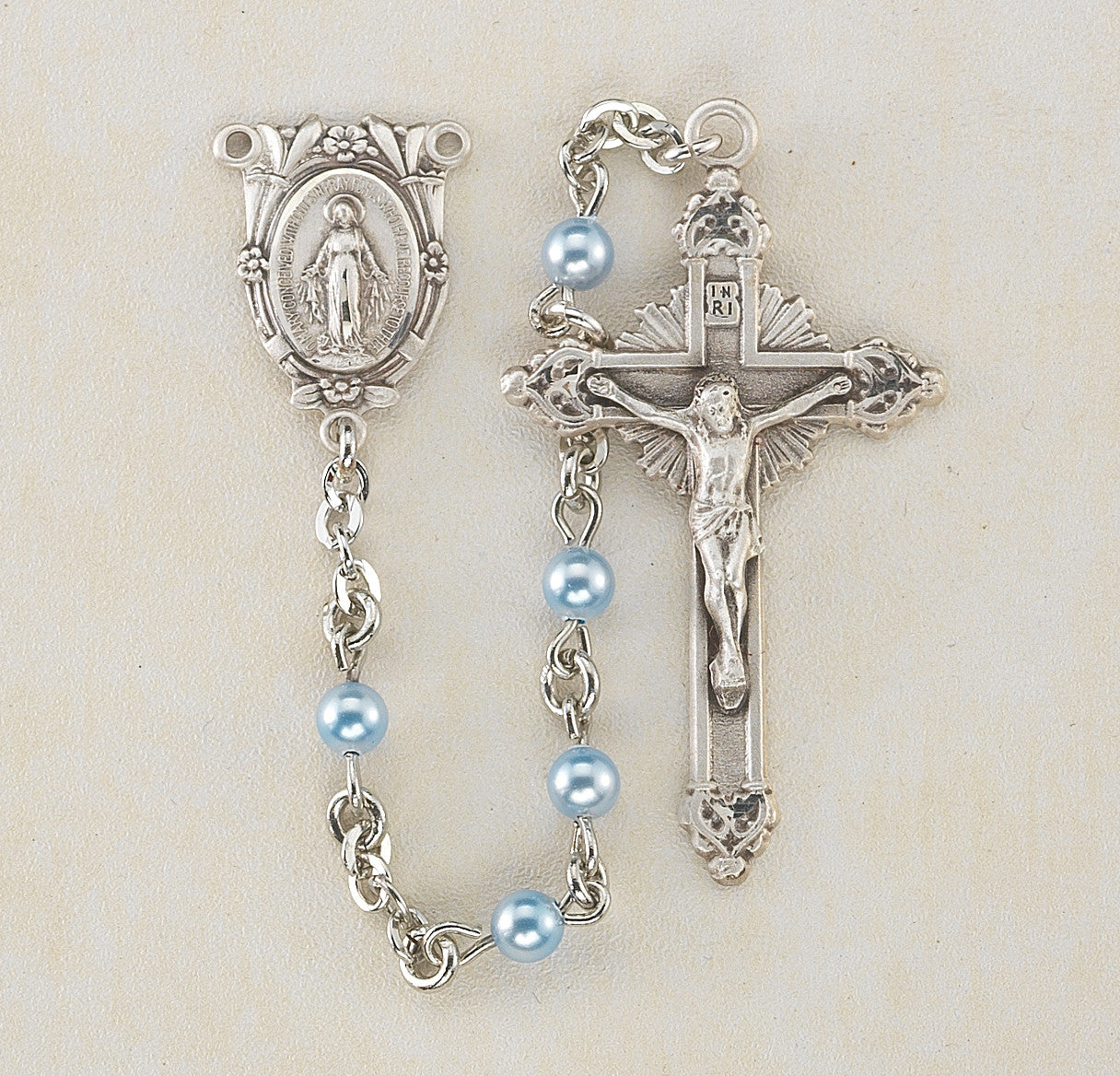 Blue Swarovski Pearl Rosary