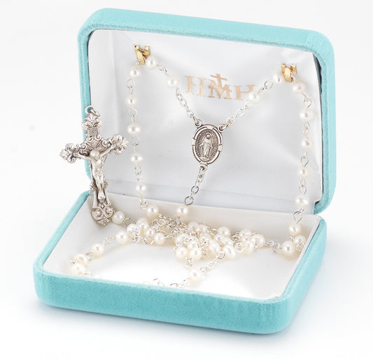 White Freshwater Pearl Rosary | 5mm Beads