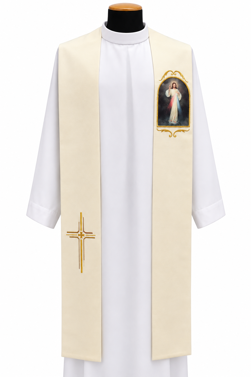 #342 Printed Divine Mercy Overlay Stole | 100% Poly