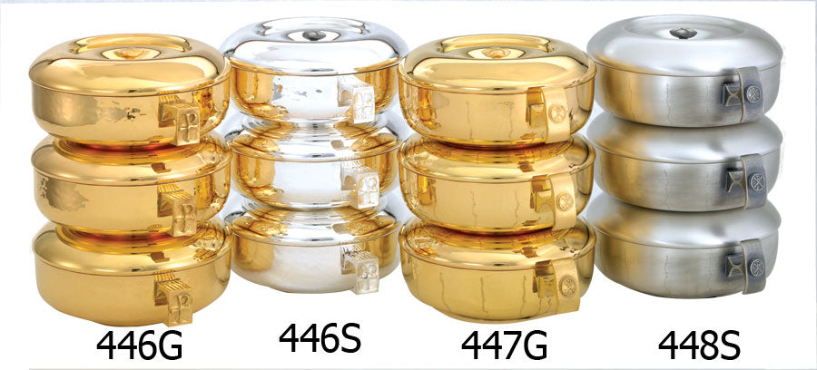 #446S Stacking Ciboria Set | Sterling Silver Plated | Hammered Texture | Single or Set | Holds 275 Hosts