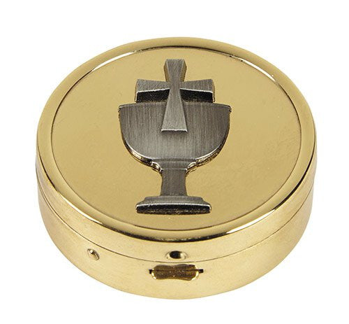 Chalice Embossed Pyx | Solid Brass | Holds 8 Hosts