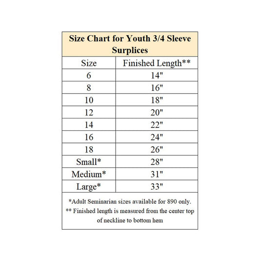 Square Neck Altar Server Surplice | All Sizes