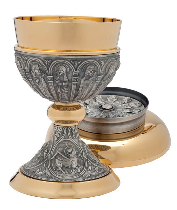 6 1/2", 12oz. Chalice & Paten | 24K Gold Plated | Silver Plated Accents