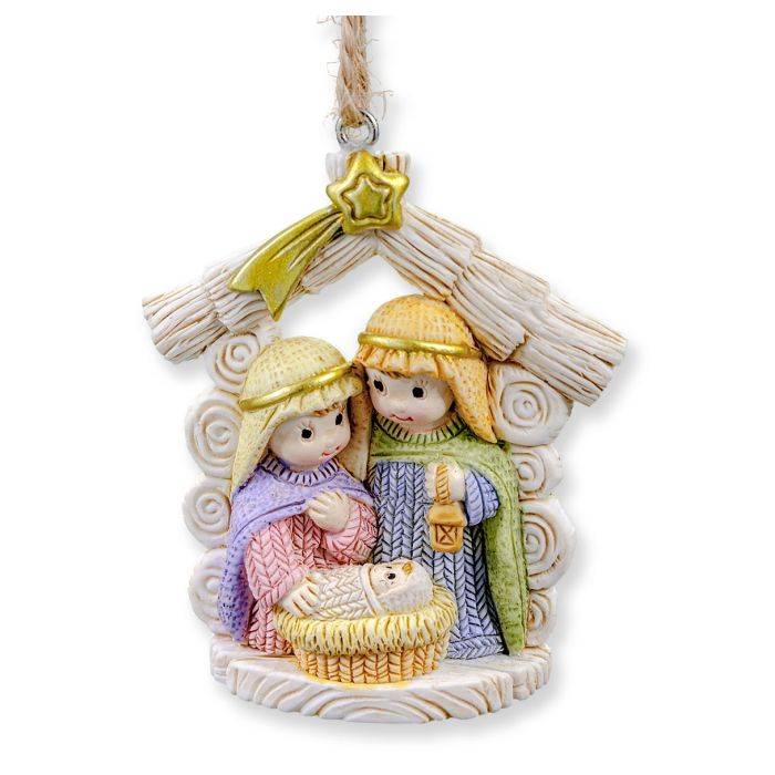 Resin Yarn Nativity Holy Family Ornament