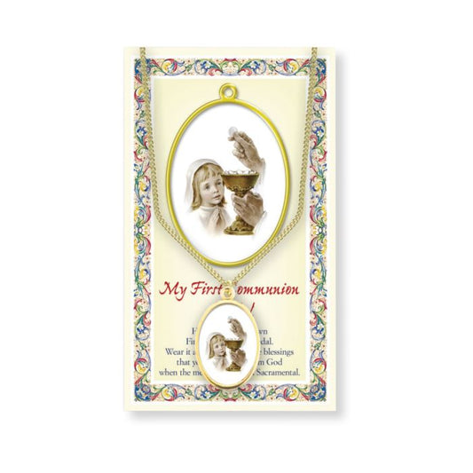 Epoxied Medal on Chain with Prayer