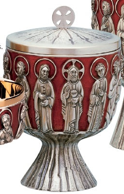 #AS-176-1 Last Supper Ciborium | 7 1/2", 250 Hosts | Sterling Silver | 24K Gold Lined