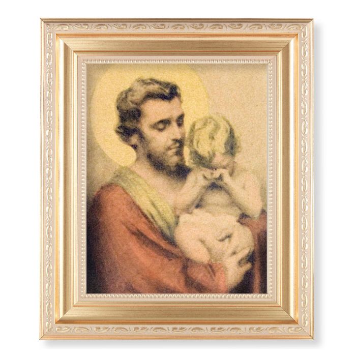Satin Gold Frame with Joseph with Crying Jesus Print