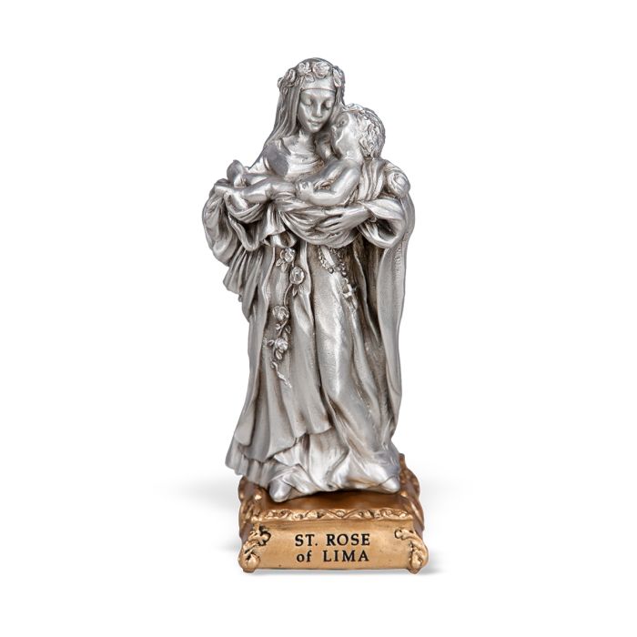 Pewter Saint Rose of Lima Statue