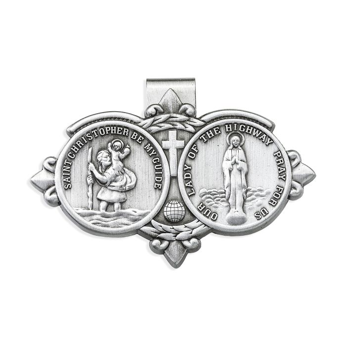 Saint Christopher and Our Lady of the Highway Auto Visor Clip