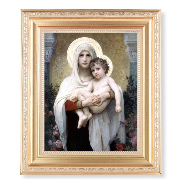 Satin Gold Frame with Bouguereau: Madonna and Child Print