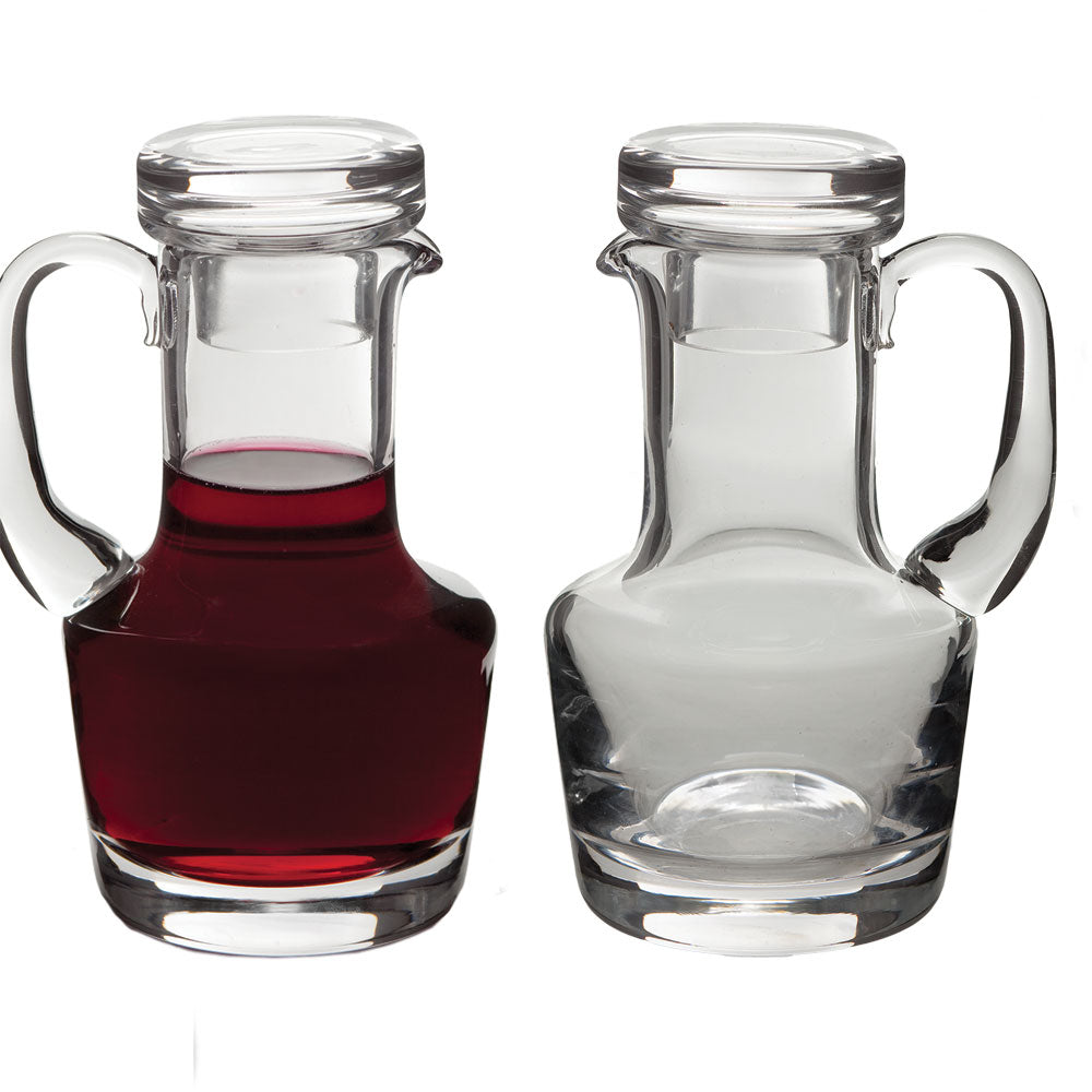 Glass Flat Top Cruet Set - 6oz, 5-1/2"