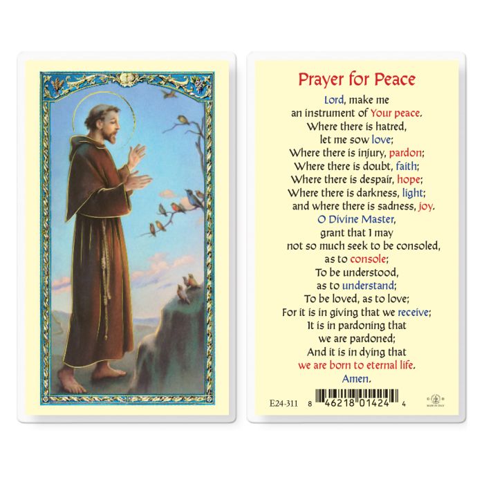 Saint Francis Prayer for Peace Holy Card