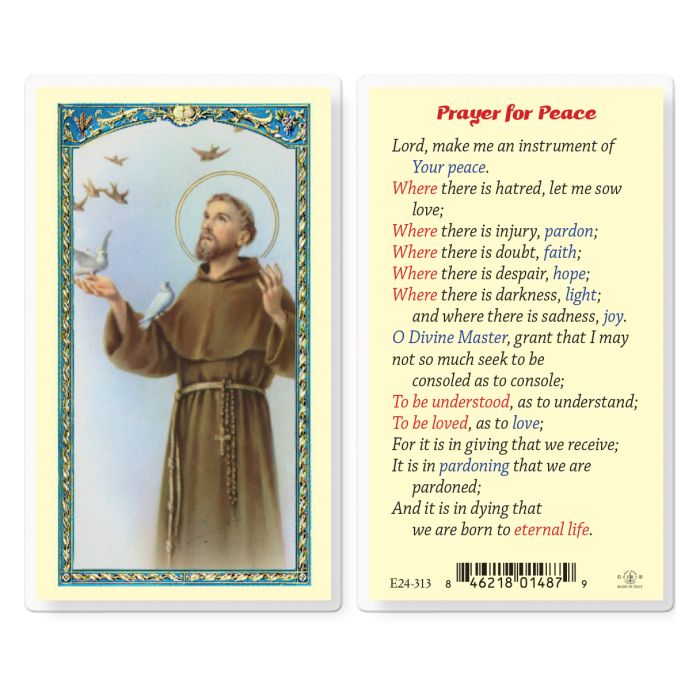 Saint Francis Prayer for Peace Holy Card