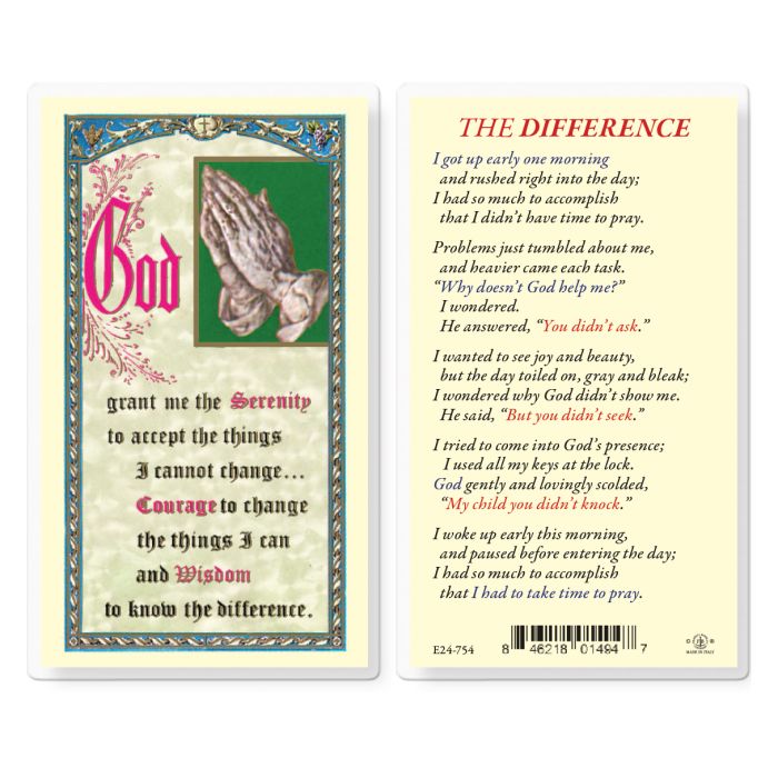 The Difference with Serenity Holy Card
