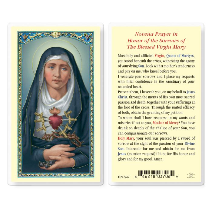 Seven Sorrows of Mary Holy Card