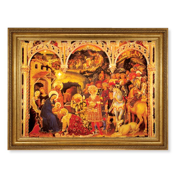 Antique Gold Leaf Beveled Frame with Adoration of Magi