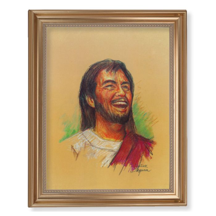 Gold Leaf Antique Finished Frame with Segura: Joyful Christ