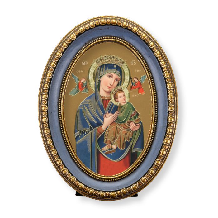 Oval Gold-Leaf Frame with a Our Lady of Perpetual Help Print