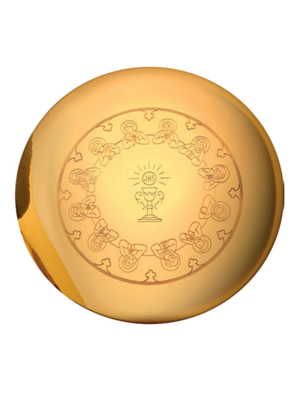 QUICK SHIP - 5-3/4" Eucharist Engraved Scale Paten | 24K Gold Plated