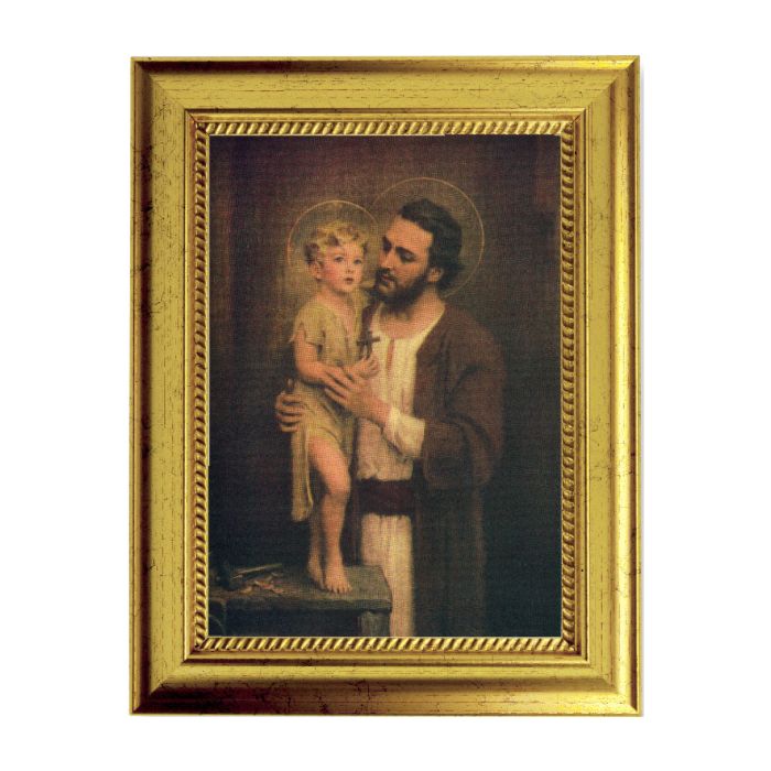 Gold Leaf Finish Frame with Saint Joseph Textured Art
