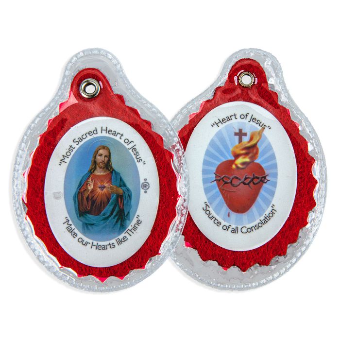 Sacred Heart Badge Sealed in Soft Plastic