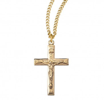 16kt Gold Over Sterling Crucifix with Chain