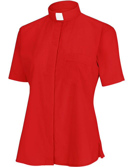 Women's Clergy Shirt | Tab Collar | Short Sleeve | Red