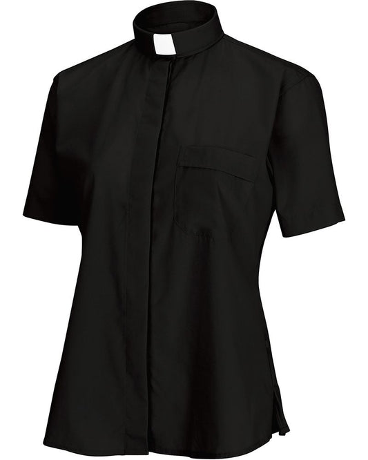 Women's Clergy Shirt | Tab Collar | Short Sleeve | Black