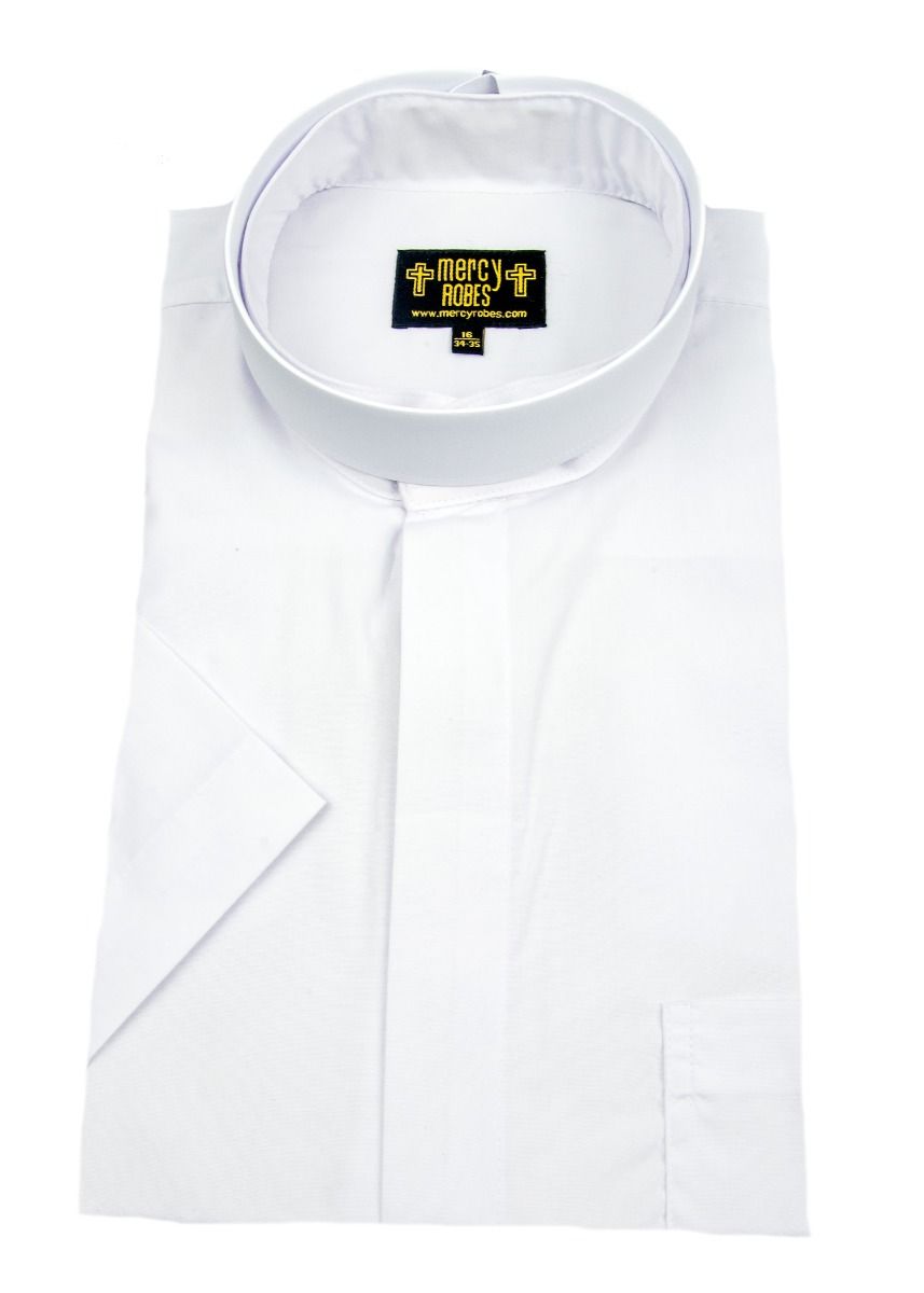 Men's Short Sleeve Neckband Shirt - White