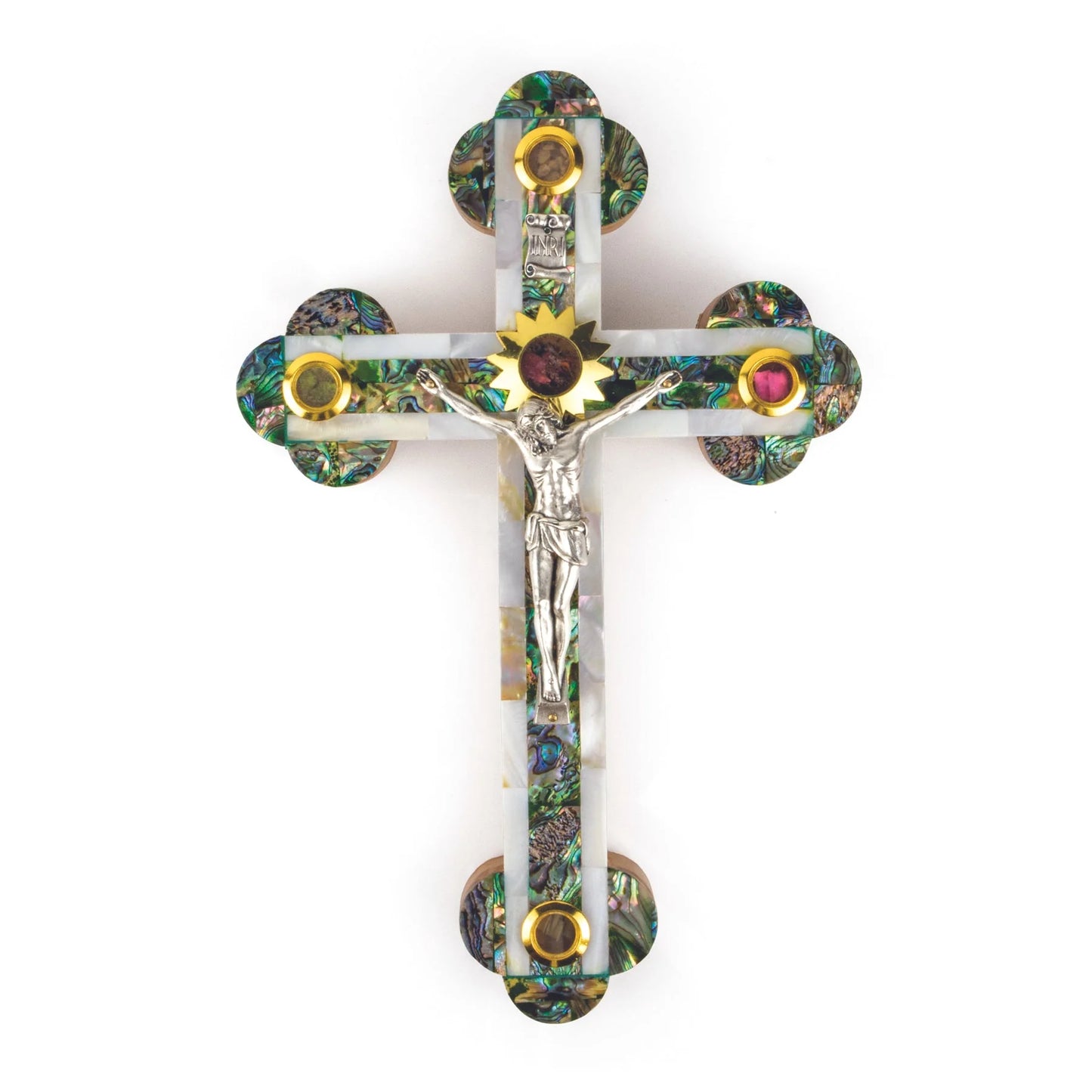 Mother of Pearl & Olive Wood Crucifix Wall Cross