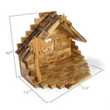 Olive Wood Nativity with Bark Roof Stable