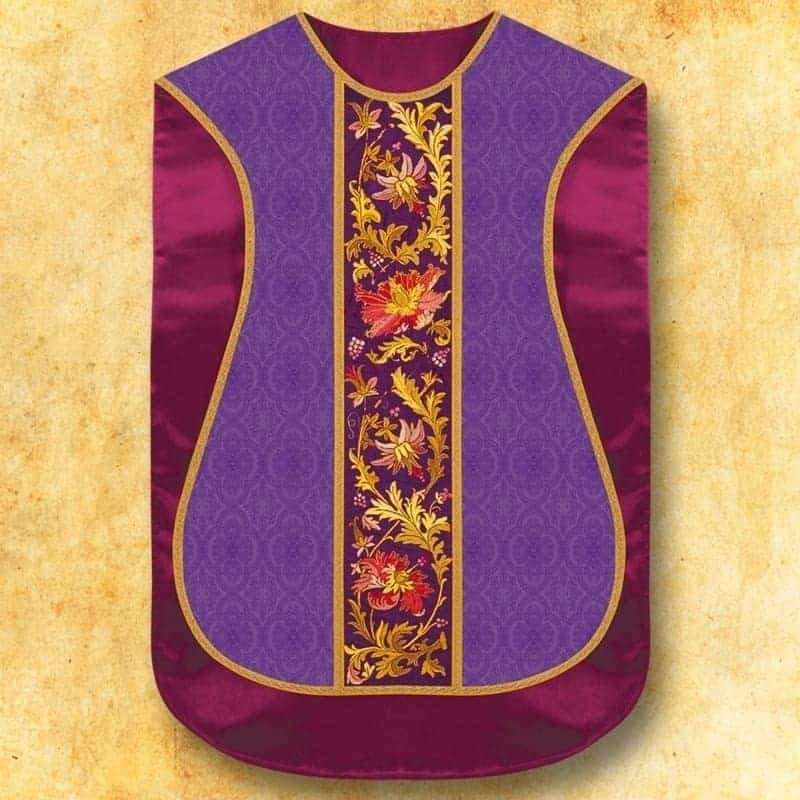 IHS Printed Roman Fiddleback Chasuble | Purple