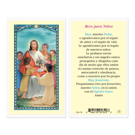 Christ with Children Prayer for Children Holy Card