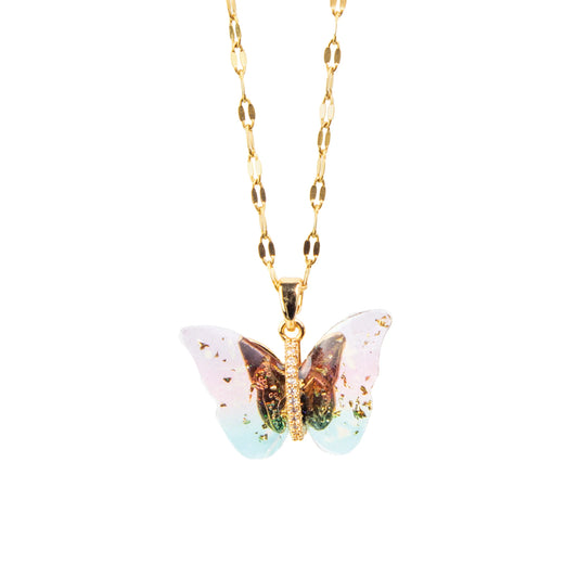 Cubic Zirconia Butterfly Pendant Necklace