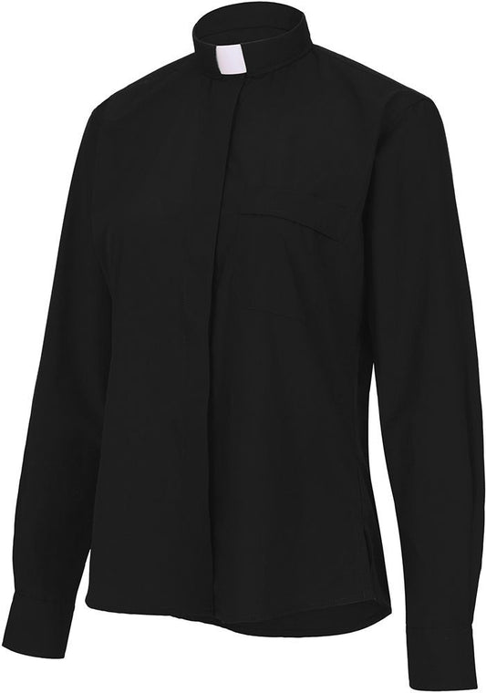 Women's Clergy Shirt | Tab Collar | Long Sleeve | Black