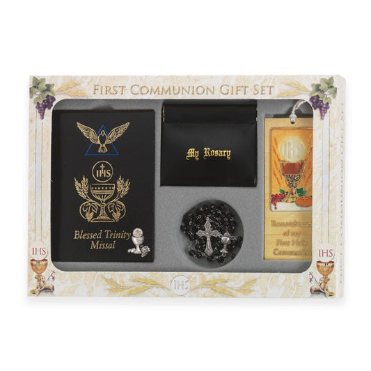 Blessed Trinity Missal with Silver Finish Chalice Communion Set