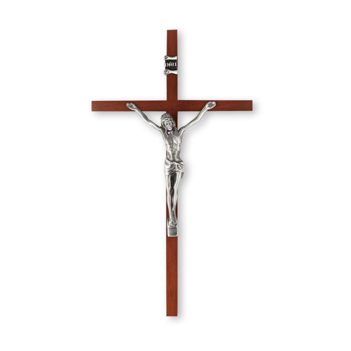 Wood Crucifix with Silver Finish Corpus