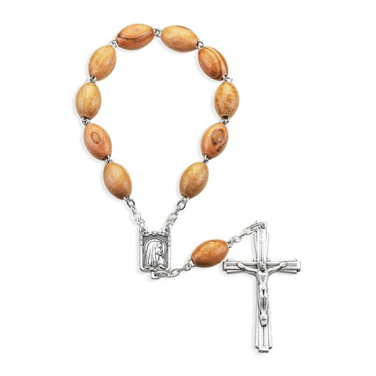 One Decade Olive Wood Bead Rosary