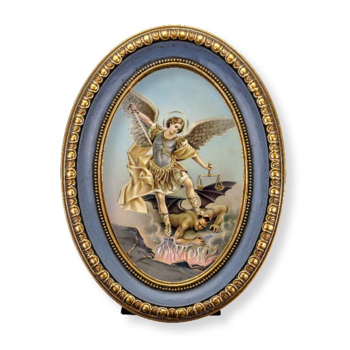 Oval Gold-Leaf Frame with a Saint Michael Print