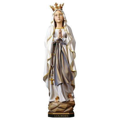 Our Lady of Lourdes with Crown Statue | Hand Carved in Italy | Multiple Sizes & Finishes