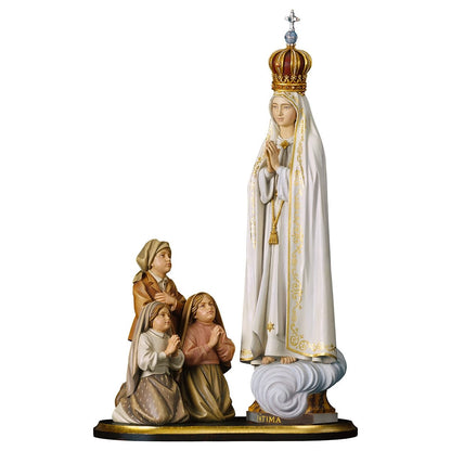 Apparition Group of Fátima Capelinha with Crown Statue | Hand Carved in Italy | Multiple Sizes & Finishes