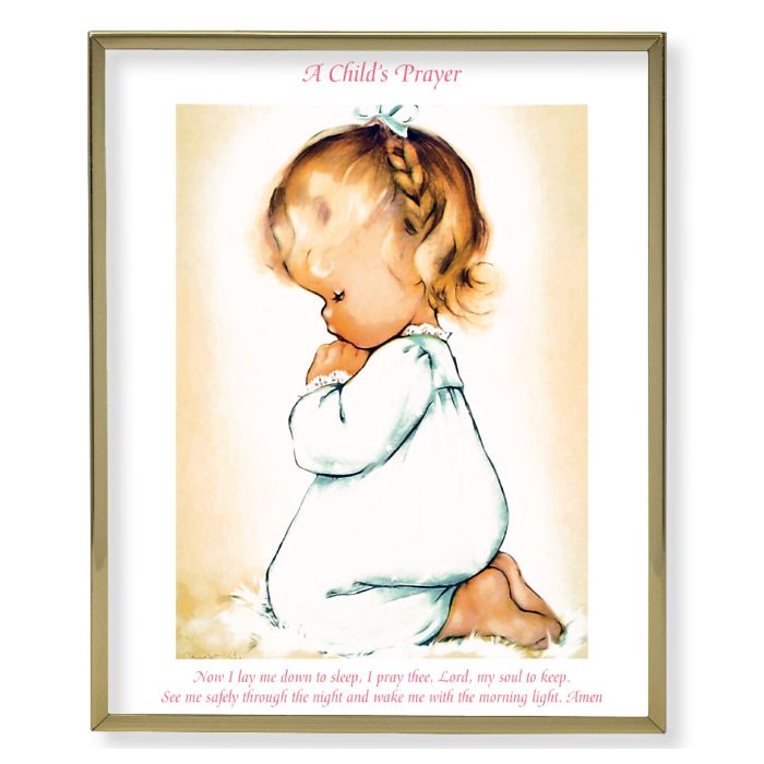Gold Plaque Frame with a Praying Girl Print