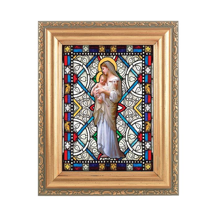 5.5" x 7" Antique Gold Frame with Stained Glass Art