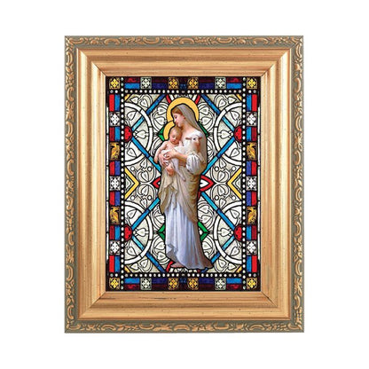 5.5" x 7" Antique Gold Frame with Stained Glass Art