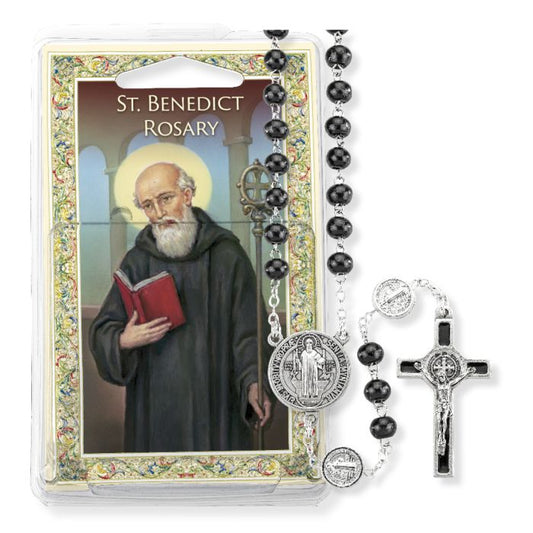 Black Wood Bead Saint Benedict Specialty Rosary