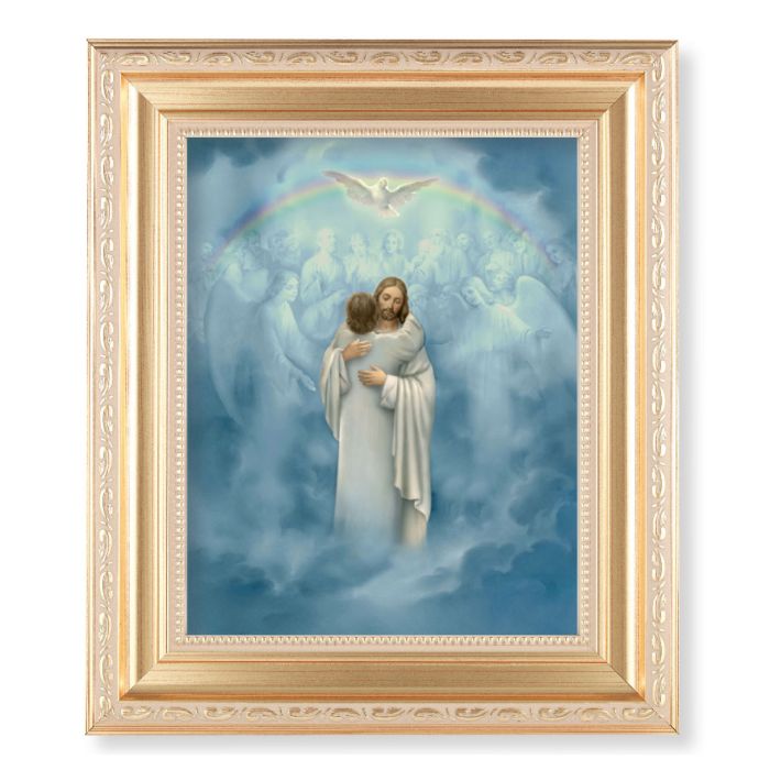 Satin Gold Frame with Christ Welcoming Home Print