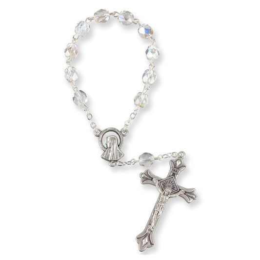 5mm One Decade Crystal Aurora Borealis Glass Bead Rosary